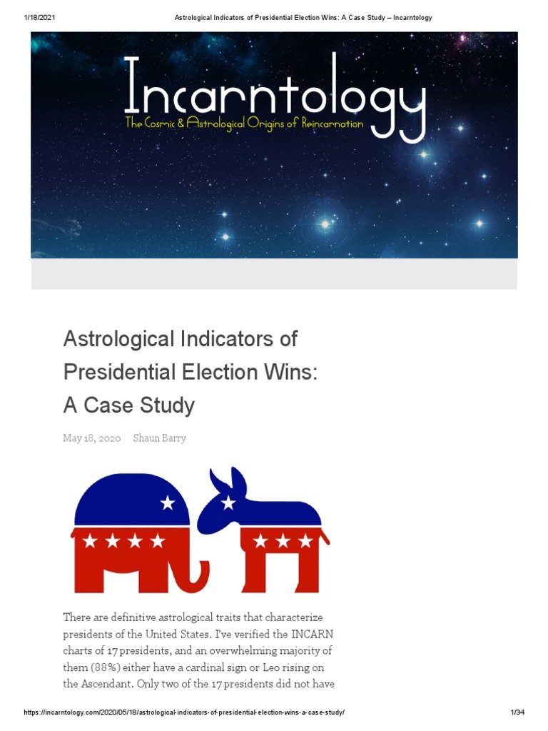 Astrological Indicators of Presidential Election Wins A Case Study Incarntology PDF
