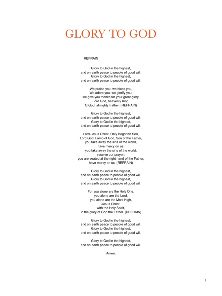 Glory To God LFL Lyrics | PDF | Glory (Religion) | God The Father