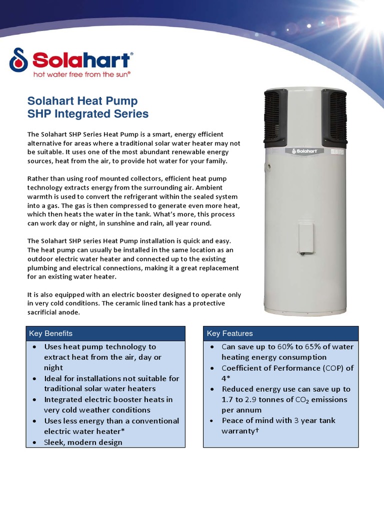 Solahart Domestic Heat Pump - Sample Catalogue | PDF | Heat Pump | Water  Heating