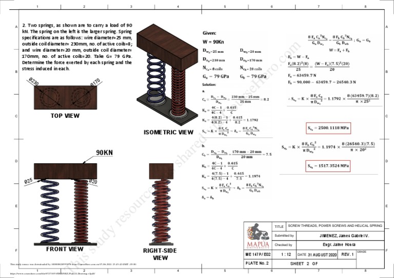 Spring Load Analysis and Specifications | PDF | Manufactured Goods ...