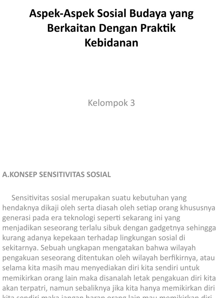 AspekAspek Sosial Budaya Yang Berkaitan Dengan Praktik Kebidanan PDF