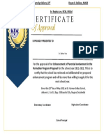 Certificate for Approval for Enhancement Program