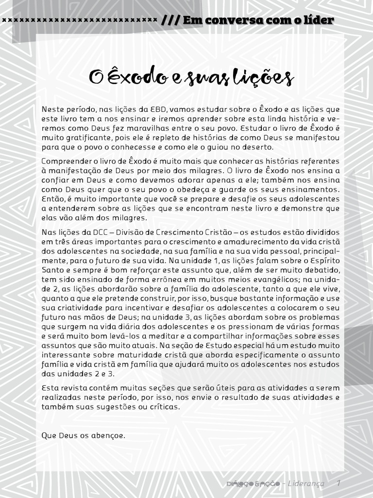Exodo Introdução Pdf Livro Do êxodo Moisés