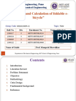 "Designing and Calculation of Foldable E-Bicycle": MIT School of Engineering, Pune Department of Mechanical Engineering