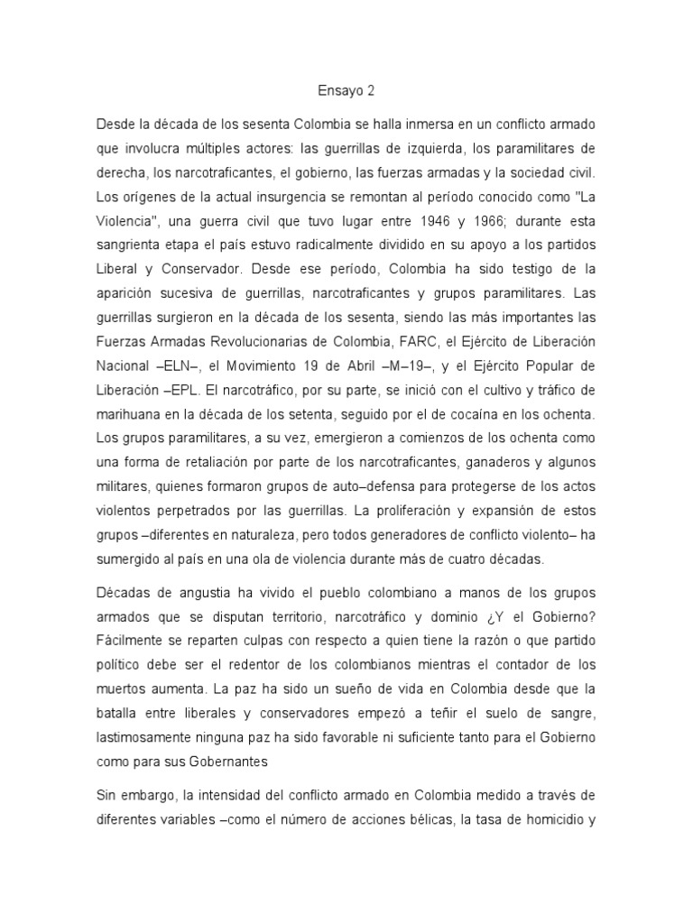 Causas del Conflicto Armado en Colombia | PDF | Colombia | Guerra de ...