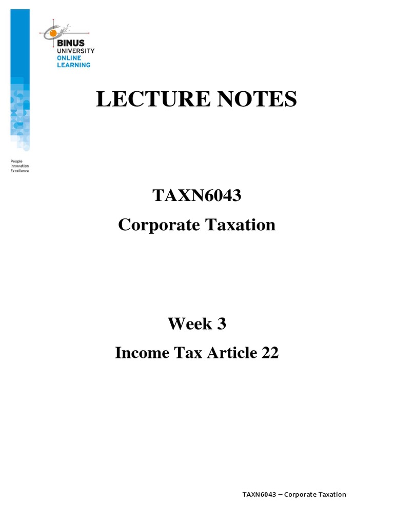 Lecture notes 3 income tax article 22 pdf