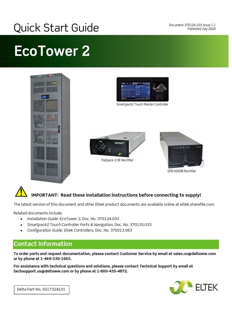 EcoTower 2 Quick Start Guide | PDF | Rectifier | Fuse (Electrical)