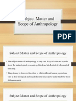 Subject Matter and Scope of Anthropology