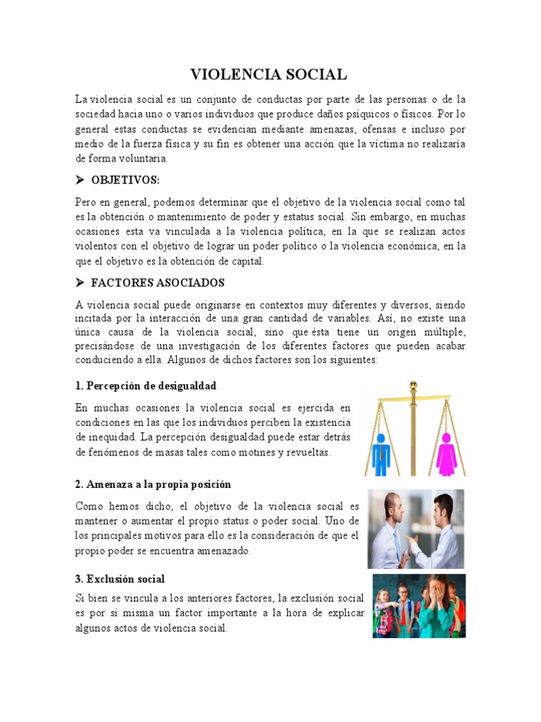 Causas y Efectos de la Violencia Social | PDF | Violencia | La ...