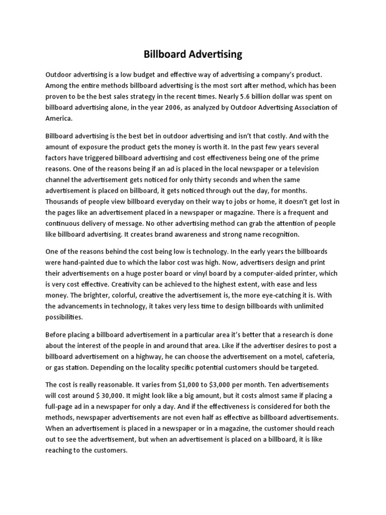 Billboard Advertising PDF Billboard Advertising