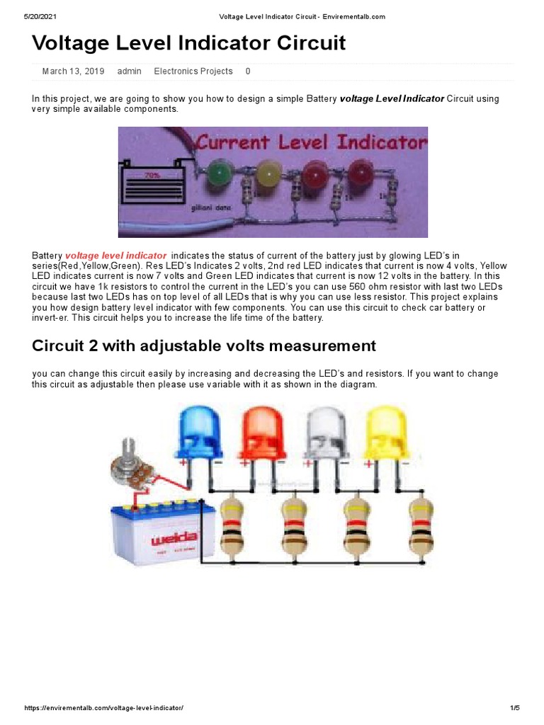 Voltage Level Indicator Circuit PDF Electrical Network Components