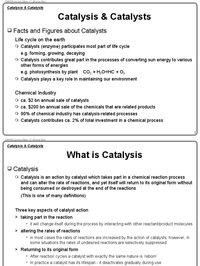 Overview of Catalysis and Catalysts | PDF | Adsorption | Catalysis