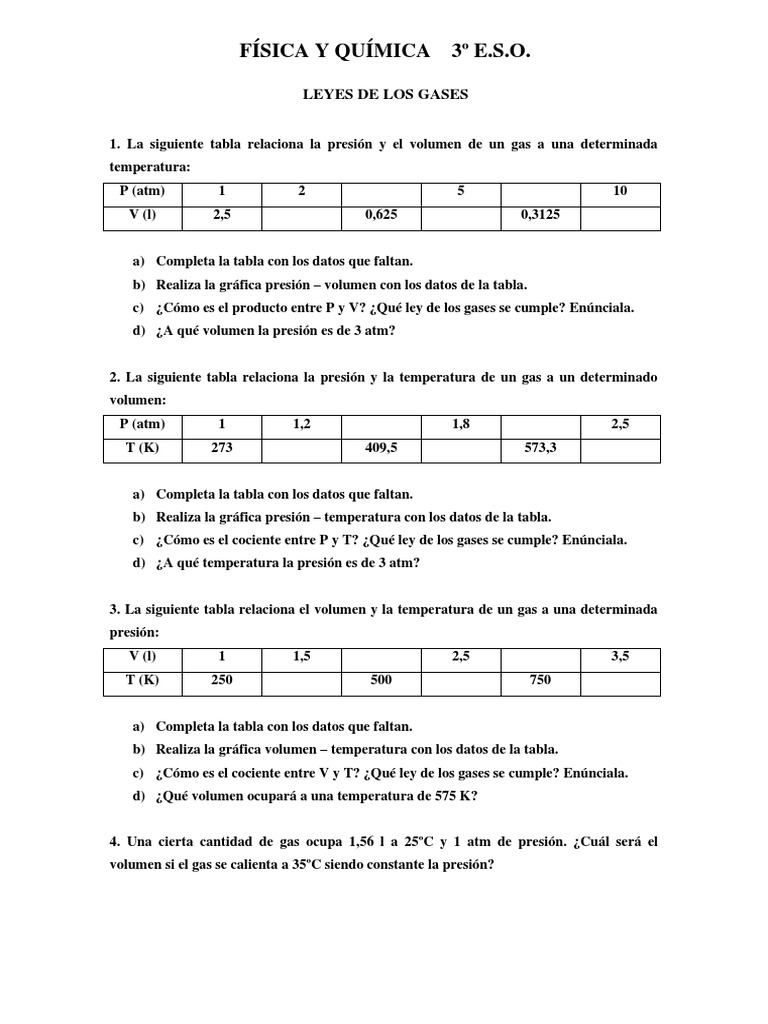 Leyes de los Gases en Física y Química | PDF | Gases | Fases de la materia