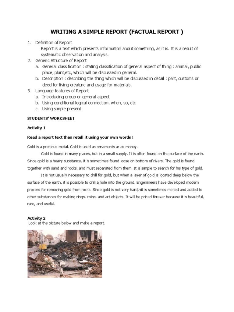 Writing a Simple Factual Report | PDF