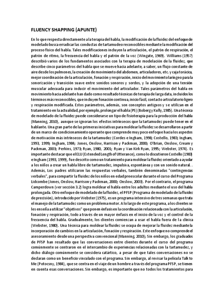 M todo Tartamudez Apuntes Fluency Shaping PDF Tartamudeo 