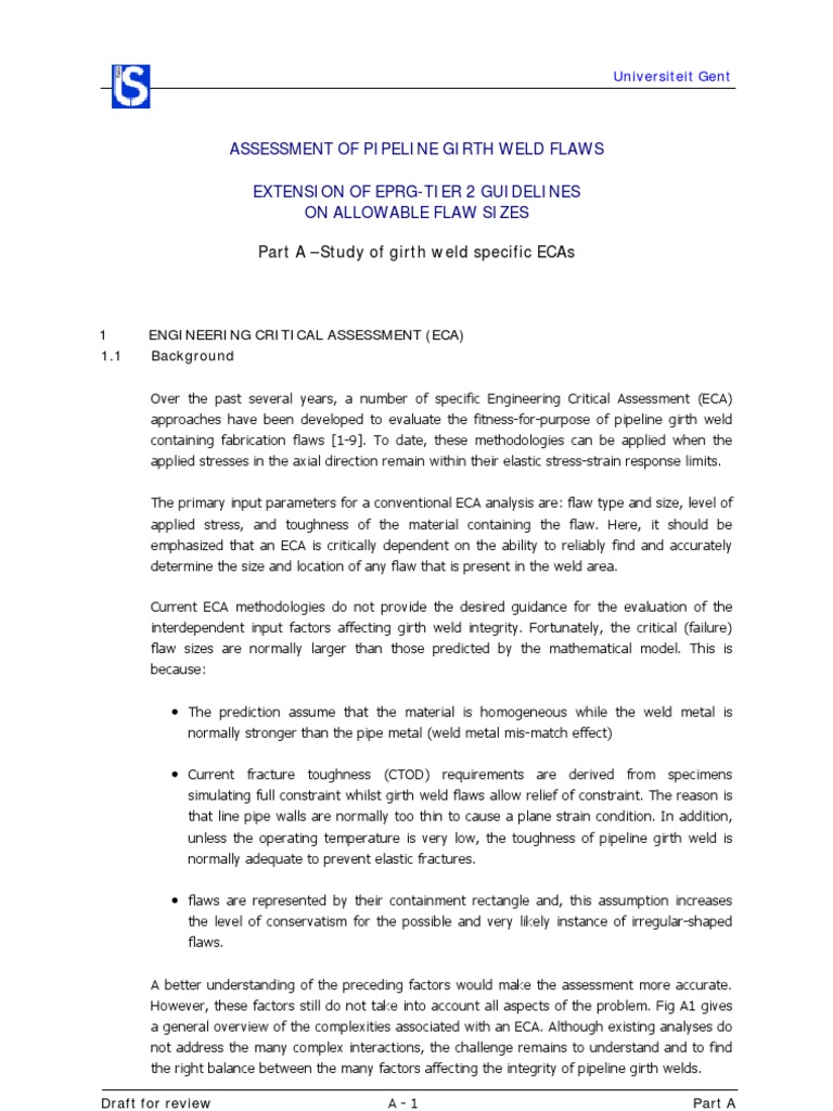 Girth Weld Flaw Assessment Guidelines | PDF | Fracture Mechanics ...