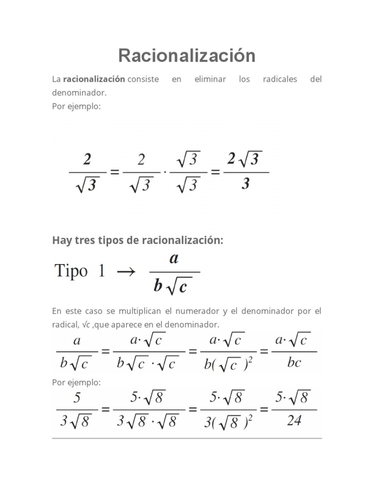 Racionalización | PDF | Métodos y materiales de enseñanza