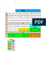 Schedule of Tuesday Classes for Various Divisions