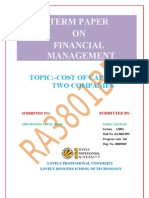 Term Paper ON Financial Management: Topic:-Cost of Capital of Two Companies