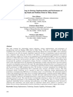 The Role of Technology in Strategy Implementation and Performance of Manufacturing Small and Medium Firms in Thika, Kenya