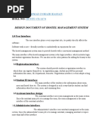 Design Document of Hostel Management System: Muhammad Zohaib Hassan 20-NTU-CS-1174