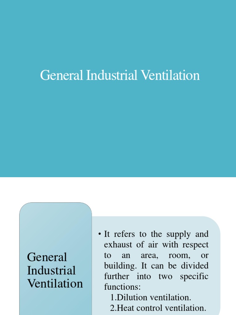 Lecture 2 General Dilution Ventilation PDF Ventilation
