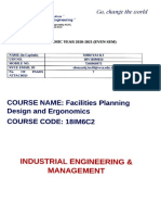 COURSE NAME: Facilities Planning Design and Ergonomics Course Code: 18Im6C2