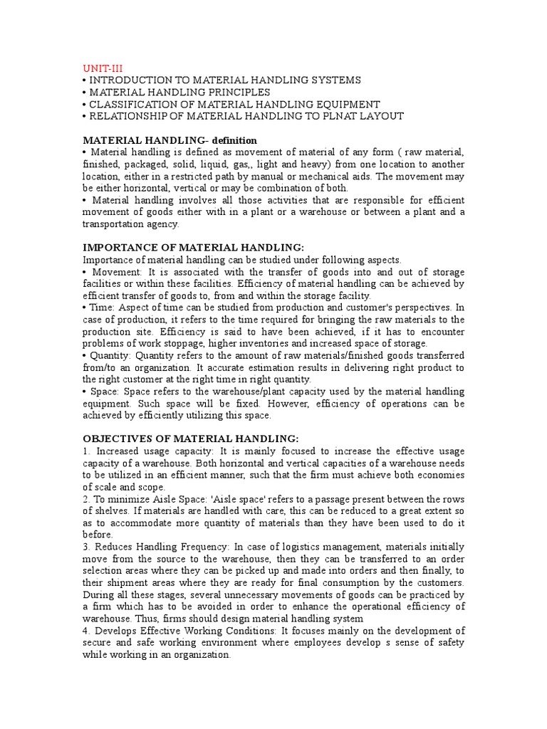 Overview of Material Handling Systems | PDF | Crane (Machine ...