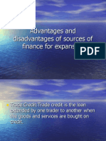 Advantages and sources of finance expansion