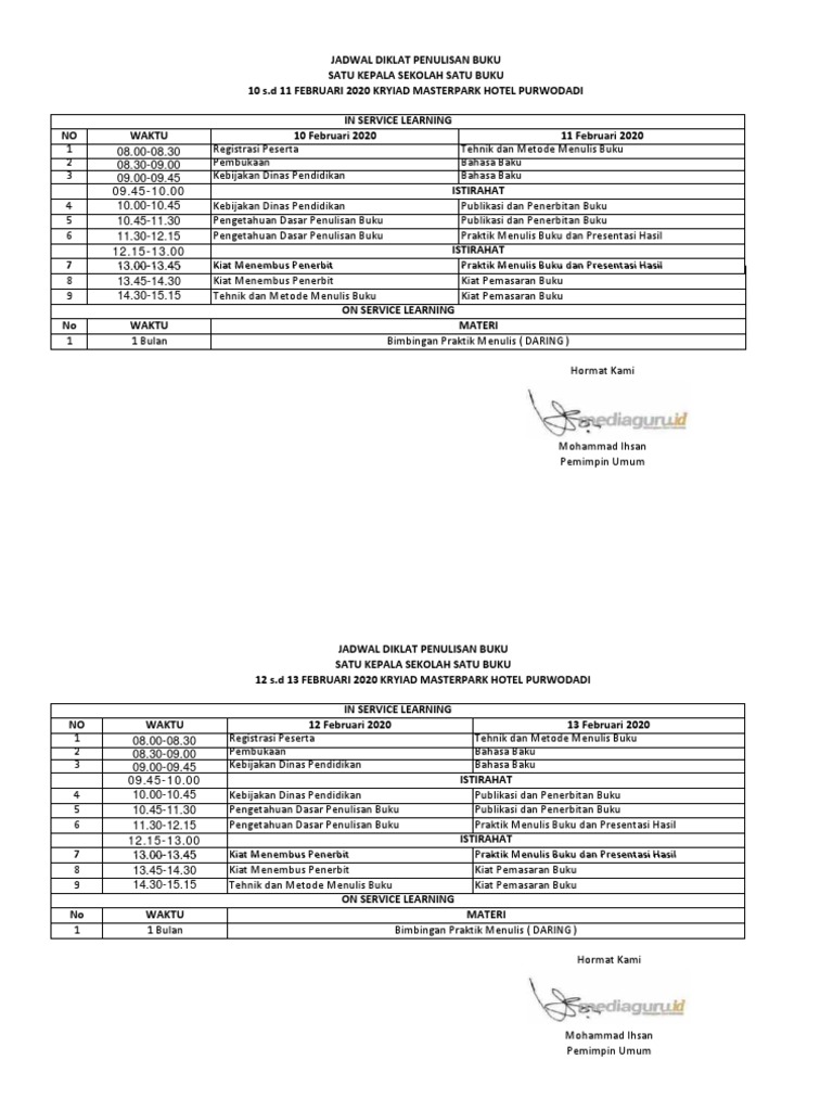 Jadwal Diklat Penulisan Buku Ks Pdf