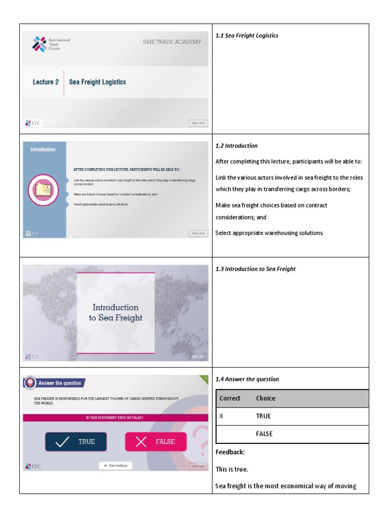 Sea Freight Logistics Overview | PDF | Cargo | Bill Of Lading