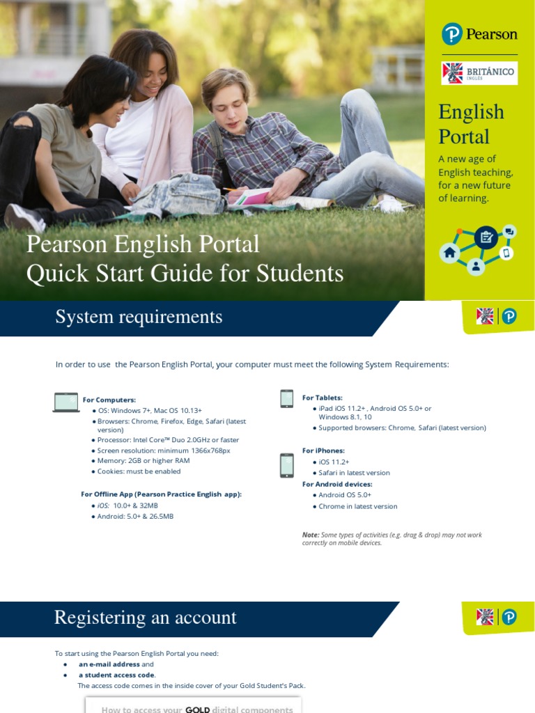 Pearson English Portal Quick Start Guide | PDF | Safari (Web Browser) | Ios