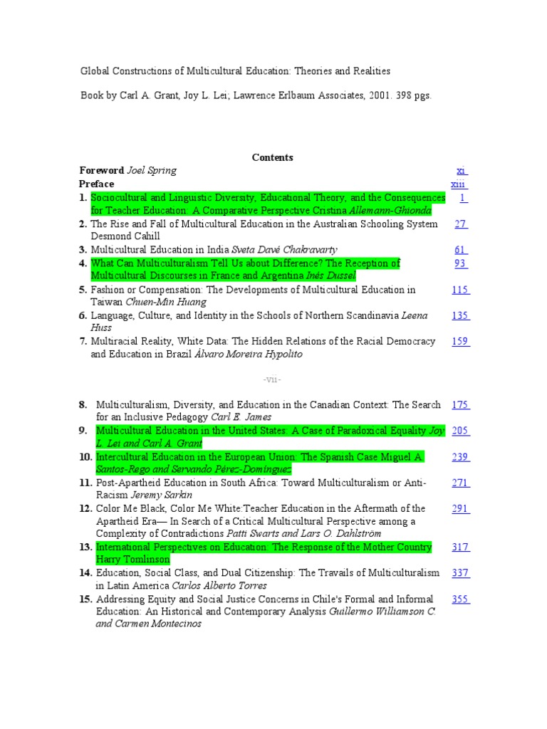Global Constructions of Multicultural Education | PDF | Immigration ...