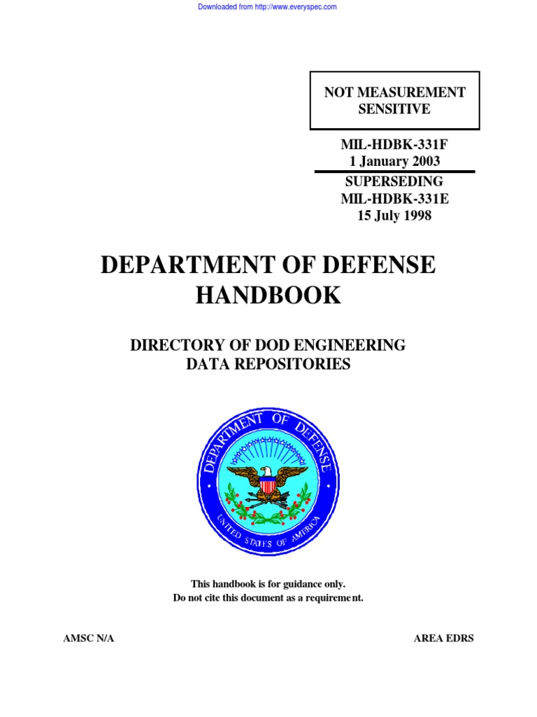 Department of Defense Handbook Directory of Dod Engineering Data