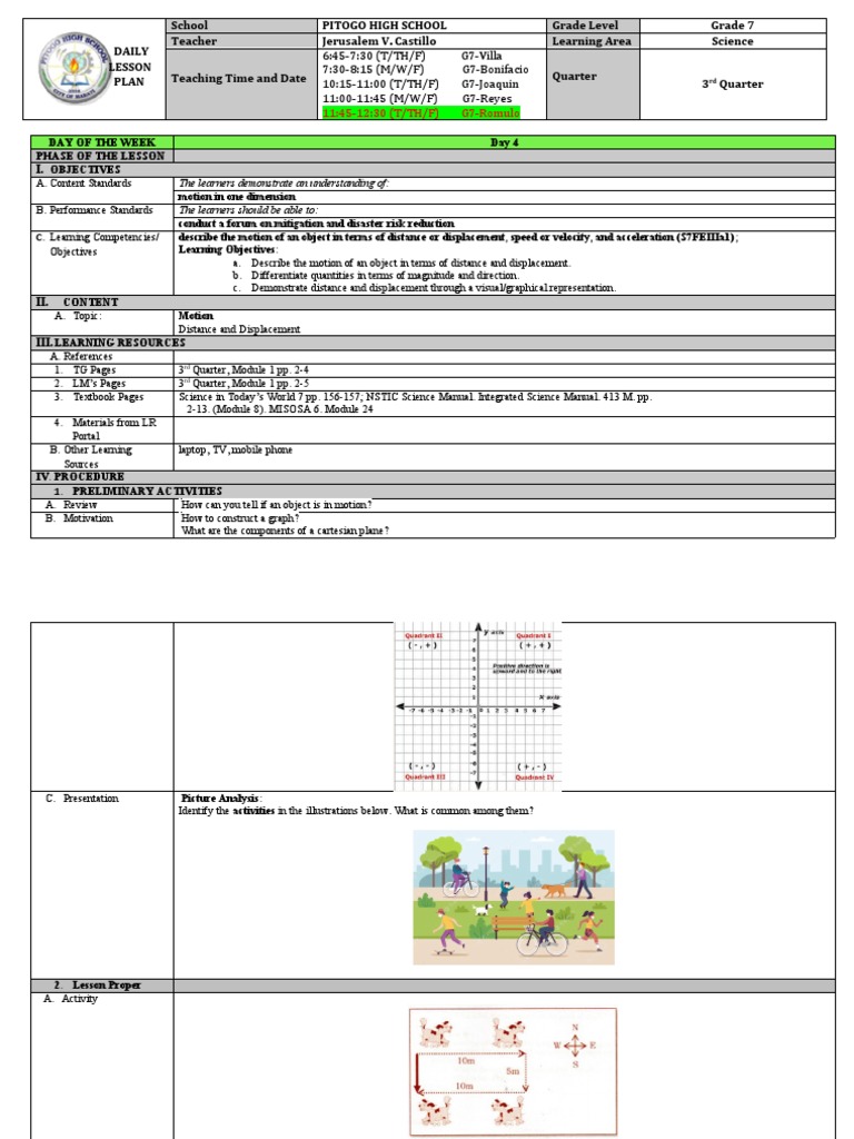 COT 1 (Distance and Displacement) | PDF | Distance | Length