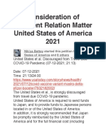 Consideration of Pertinent Relation Matter; United States of America 2021