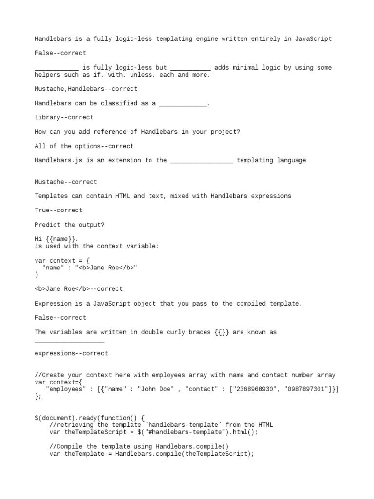 Handlebars PDF Java Script Computer Science