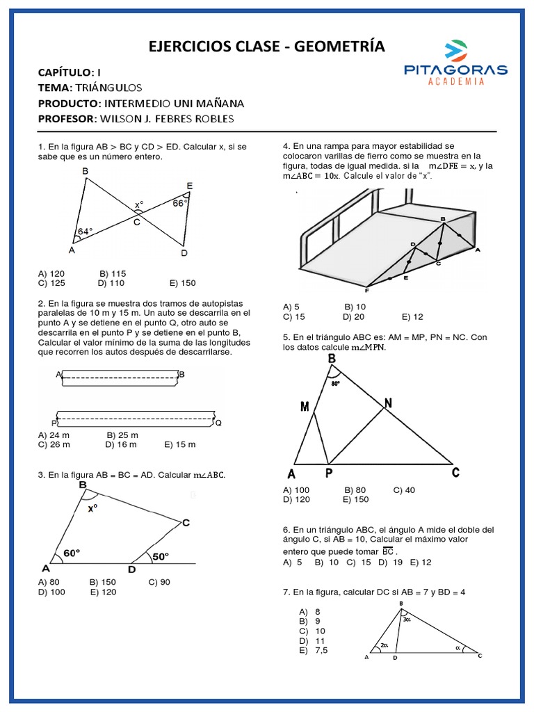Ejercicios de geometría sobre triángulos | PDF | Triángulo | Geometría ...