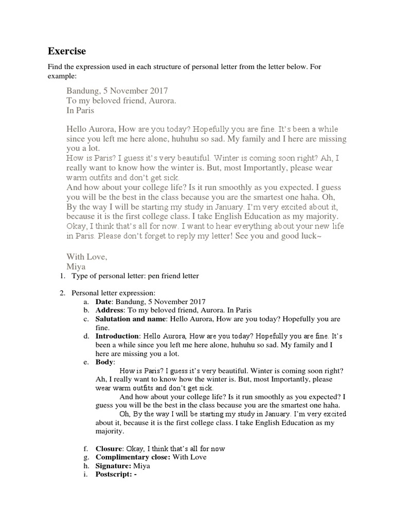 Latihan Personal Letter 1 | PDF