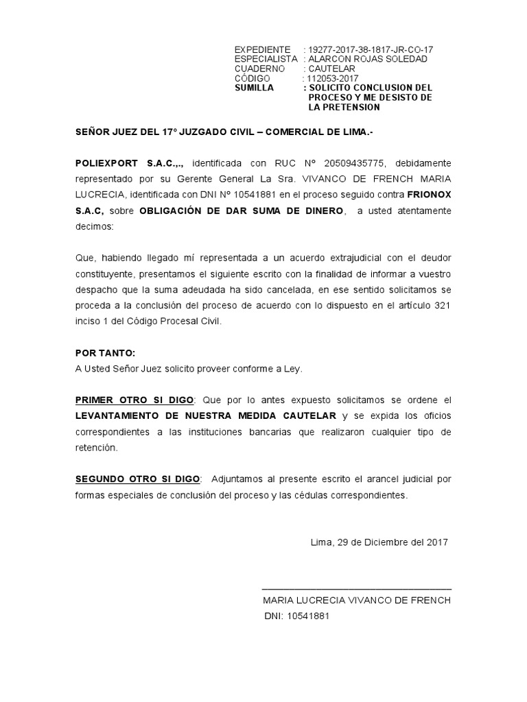 Solicitud de Conclusión del Proceso | PDF