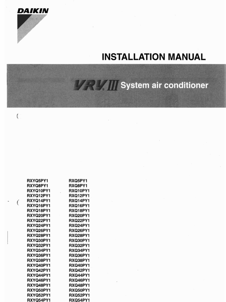 Daikin VRV Installation Manual Overview | PDF | Electrical Wiring ...