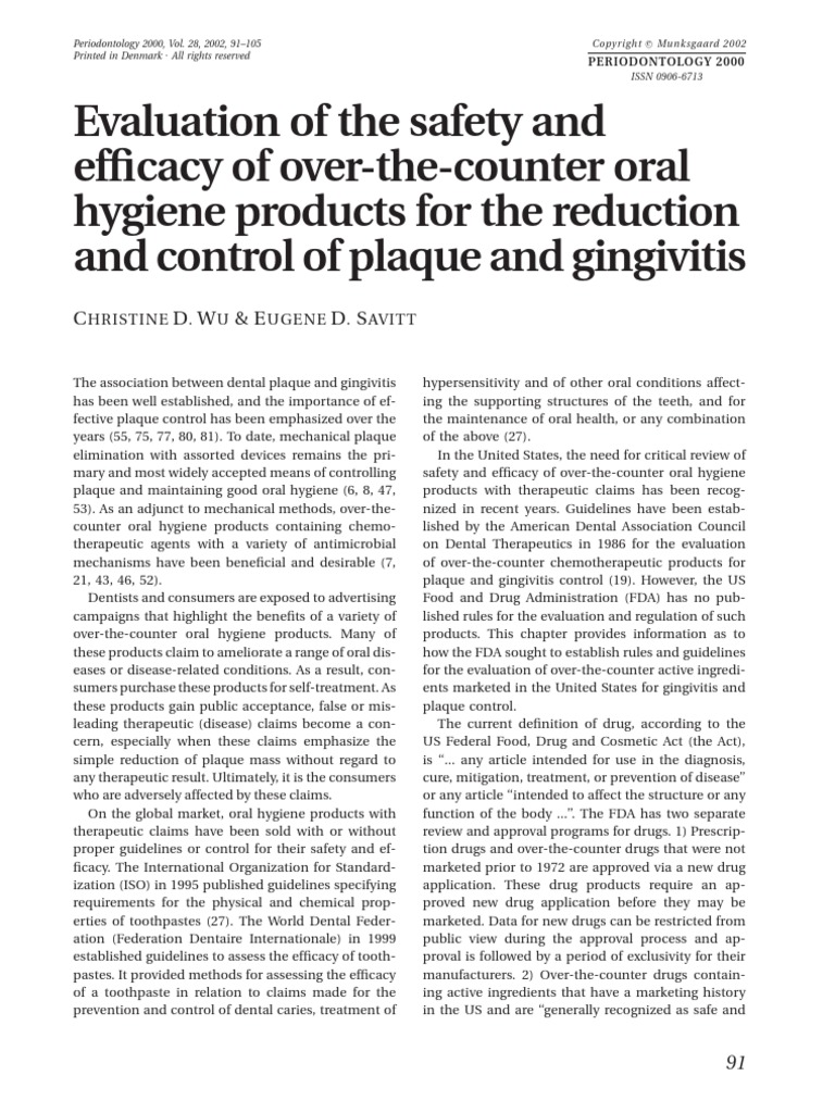 Evaluation of The Safety and Efficacy of Over-The-Counter Oral Hygiene ...