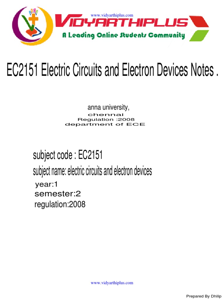 EC2151 Lecture Notes PDF PN Junction Bipolar Junction Transistor