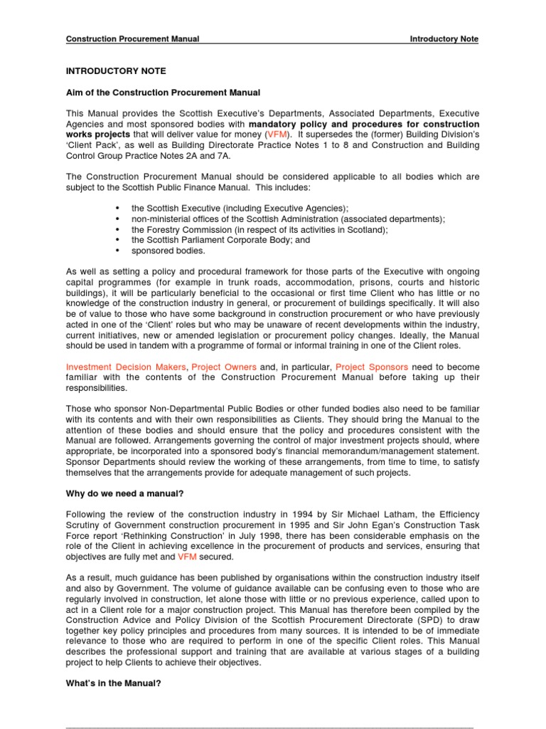 Construction Procurement Manual Overview | PDF | Procurement | Public ...