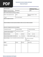Documento de Control de Cambios Del Proyecto