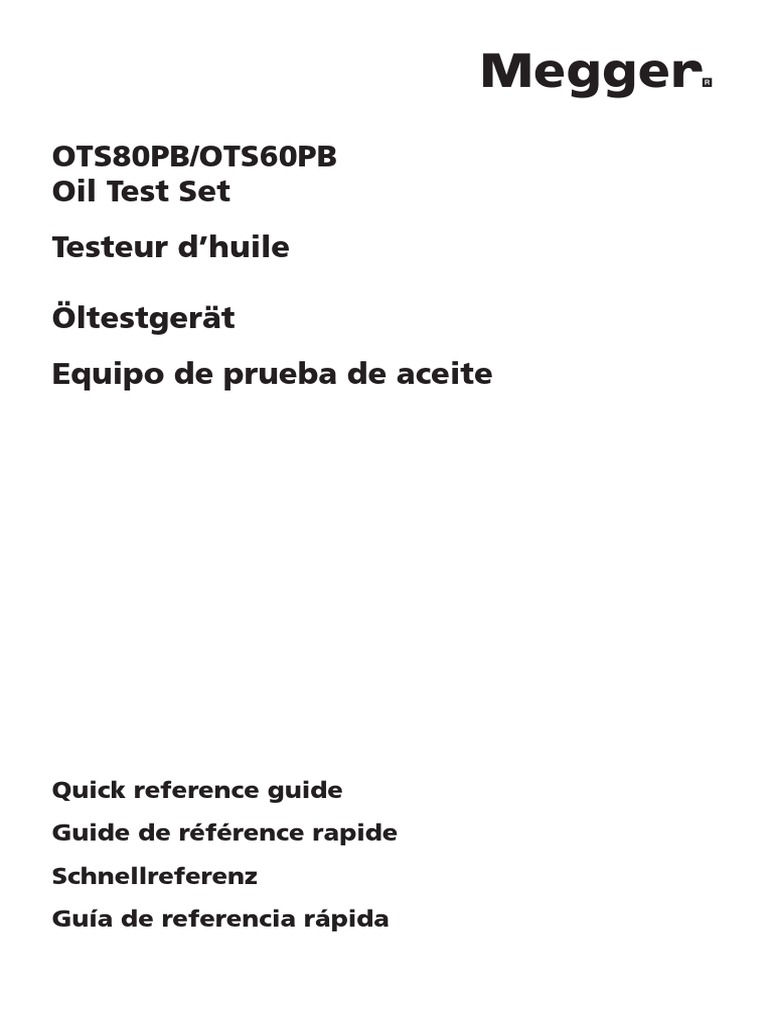 Oil Test Set Quick Reference Guide | PDF | Fuse (Electrical ...