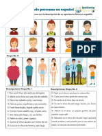 Describing People in Spanish PDF Worksheet Describir Personas en Español Ejercicios PDF