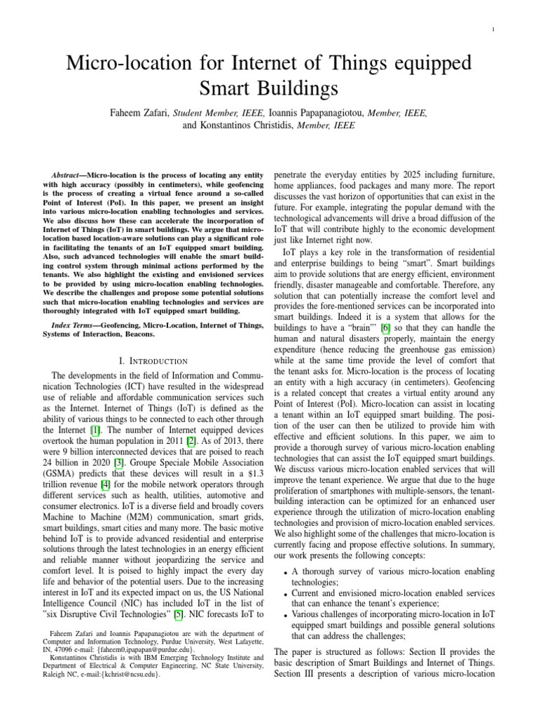 Micro-Location in Smart Buildings | PDF | Internet Of Things | Wireless ...