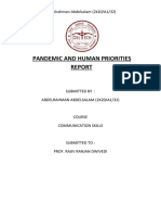 Abdelrahman (2k20-A1-32), Report On Pandemic and Human Priorities.