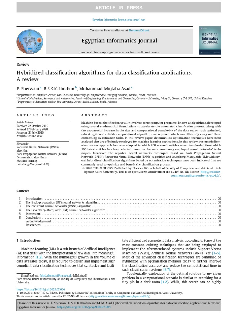 Hybrid Algorithms for Data Classification | PDF | Artificial Neural ...